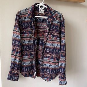 Cowboy pattern , Lucky Brand, flannel material shirt. L